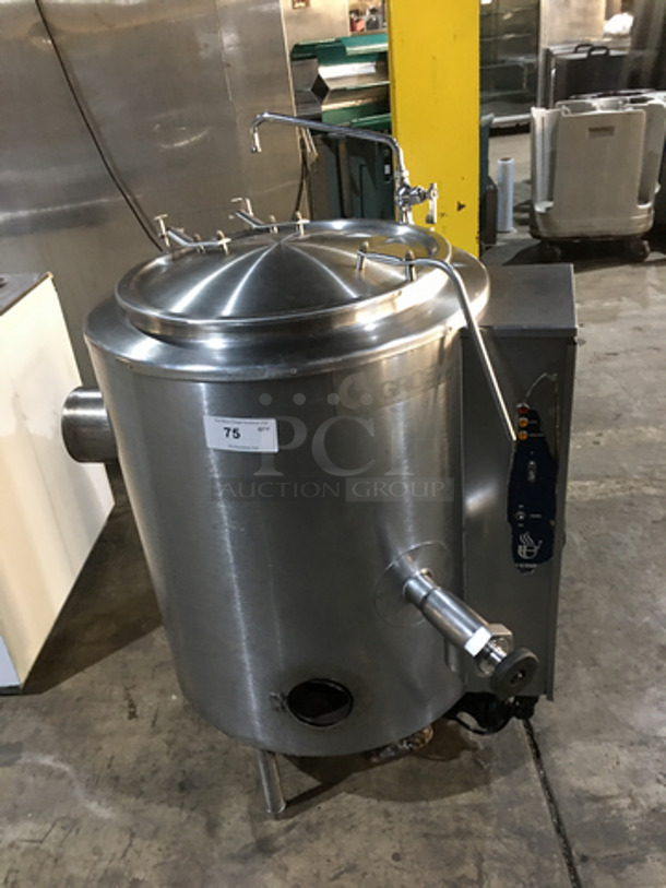 Groen Commercial Natural Gas Powered Jacketed Soup Kettle! All Stainless Steel! Model AH1E20 Serial 73564! 120V 1Phase! On Legs! Working When Removed!  - Image 1 of 11