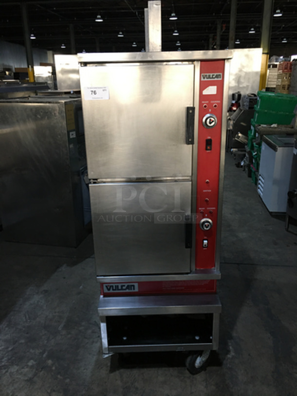Vulcan Commercial Natural Gas Powered Dual Cabinet Steamer! All Stainless Steel! On Casters! 