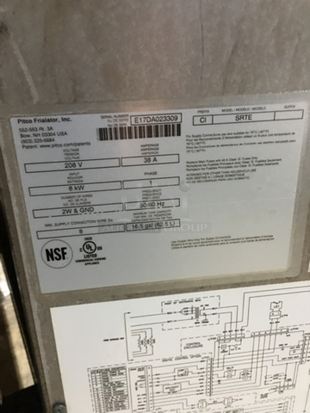 NICE! Pitco Electric Powered Commercial Pasta Cooker/Rethermalizer! With Backsplash! With Digital Touch Controls! All Stainless Steel! Model SRTE Serial E17DA023309! 208V 1Phase! On Legs!  - Image 8 of 9