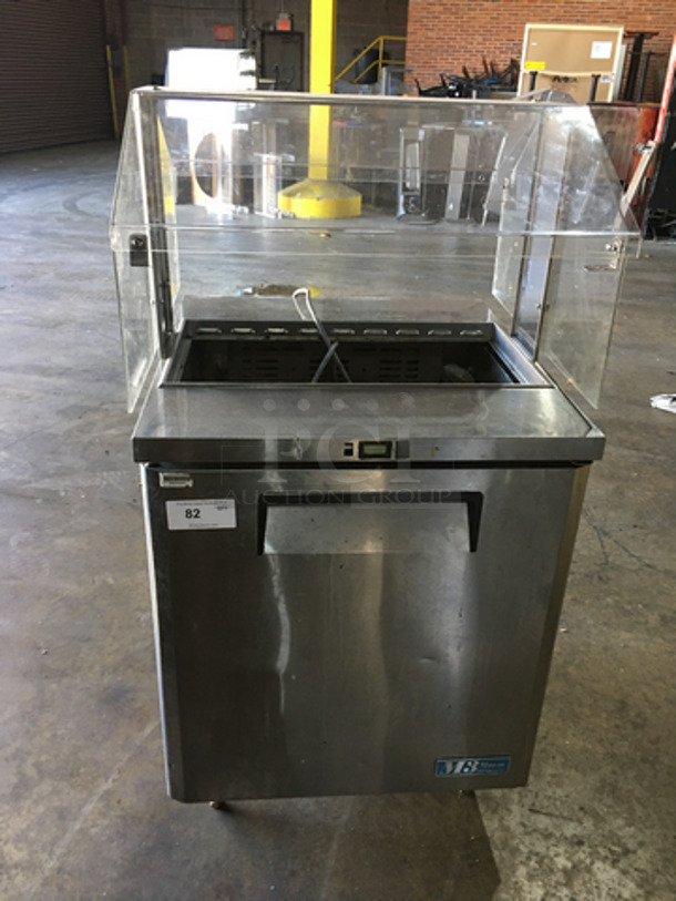Turbo Air Commercial Refrigerated Salad Bar Island! With Sneeze Guard! With Underneath Storage Space! All Stainless Steel! On Legs!