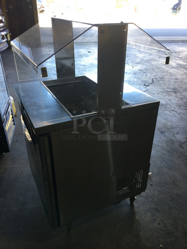 Turbo Air Commercial Refrigerated Salad Bar Island! With Sneeze Guard! With Underneath Storage Space! All Stainless Steel! On Legs! - Image 2 of 8
