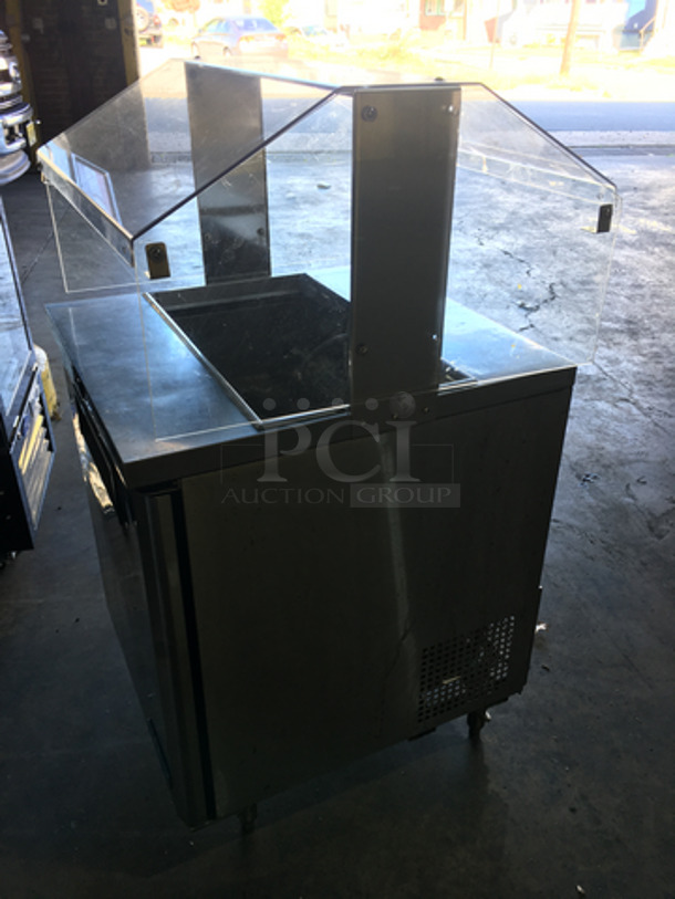 Turbo Air Commercial Refrigerated Salad Bar Island! With Sneeze Guard! With Underneath Storage Space! All Stainless Steel! On Legs! - Image 3 of 8