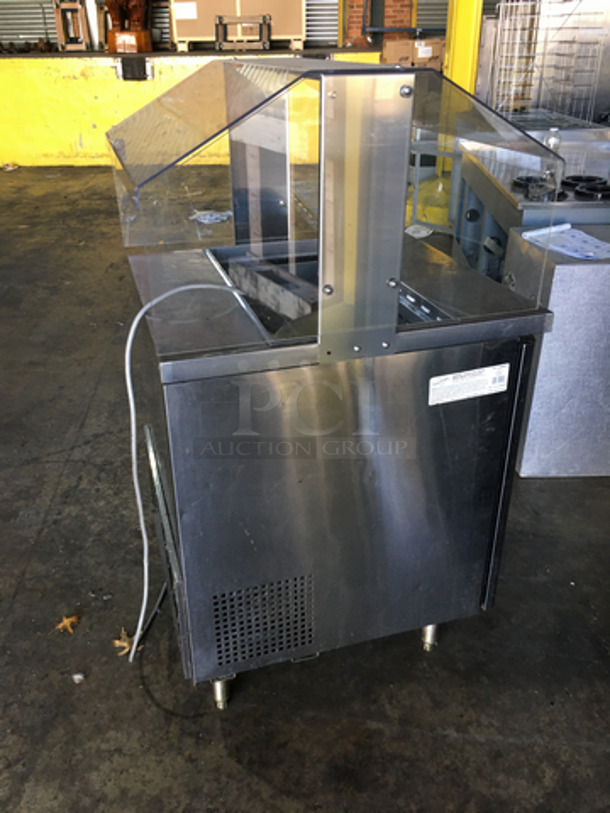 Turbo Air Commercial Refrigerated Salad Bar Island! With Sneeze Guard! With Underneath Storage Space! All Stainless Steel! On Legs! - Image 5 of 8