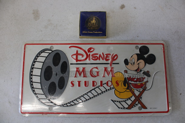 ALL ONE MONEY! Lot of Disney Items; 15 Anniversary Coin and License Plate. includes 12x6