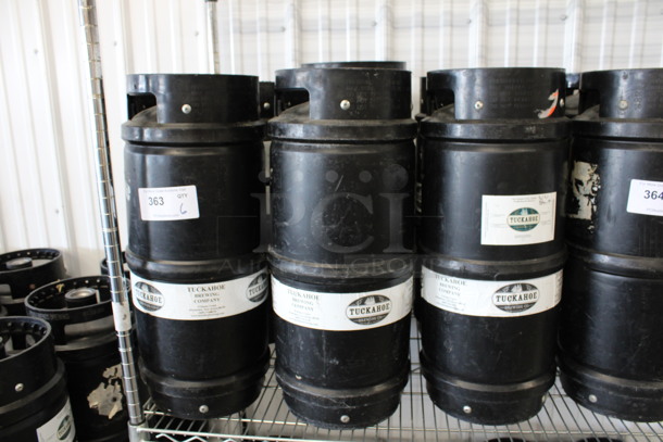 6 Black 1/6 Sixth Barrel Kegs. 10x10x23. 6 Times Your Bid!