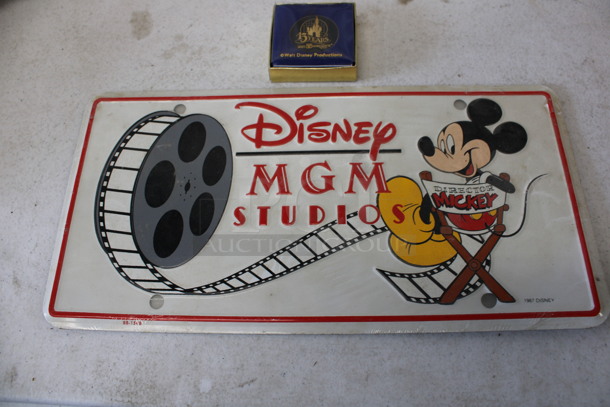 ALL ONE MONEY! Lot of Disney Items; 15 Anniversary Coin and License Plate. includes 12x6 - Image 2 of 3