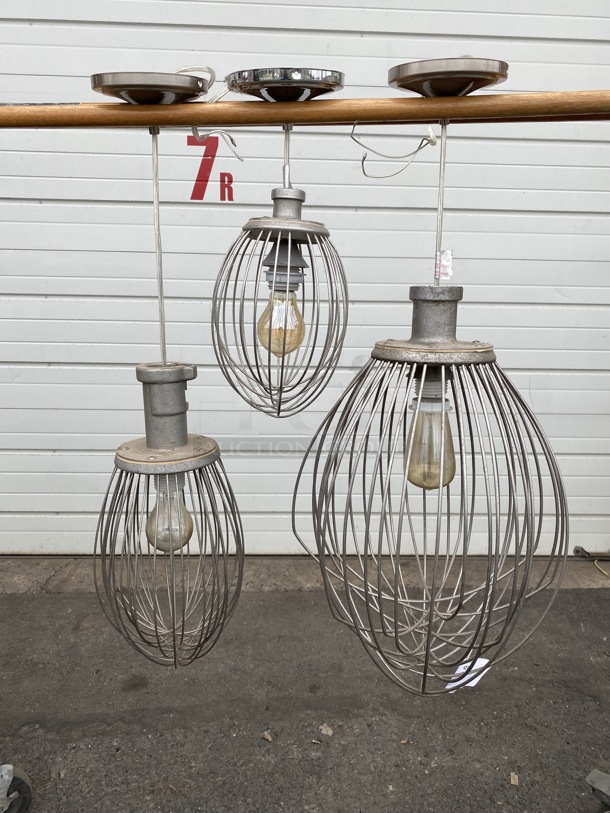 3 Metal Commercial Whisk Attachment Light Fixtures. Hobart Model A10D, VML30D and VML80. Includes 13x13x24. 3 Times Your Bid! - Image 3 of 10