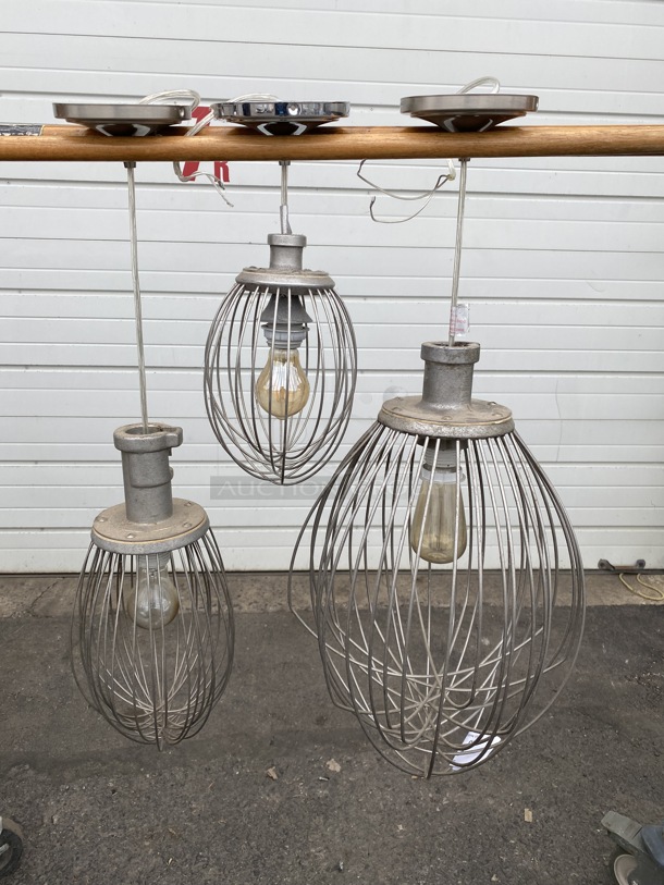 3 Metal Commercial Whisk Attachment Light Fixtures. Hobart Model A10D, VML30D and VML80. Includes 13x13x24. 3 Times Your Bid!