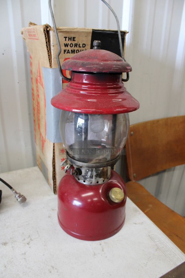 IN ORIGINAL BOX! Coleman Red Metal Lantern. 6x6x20 - Image 2 of 4