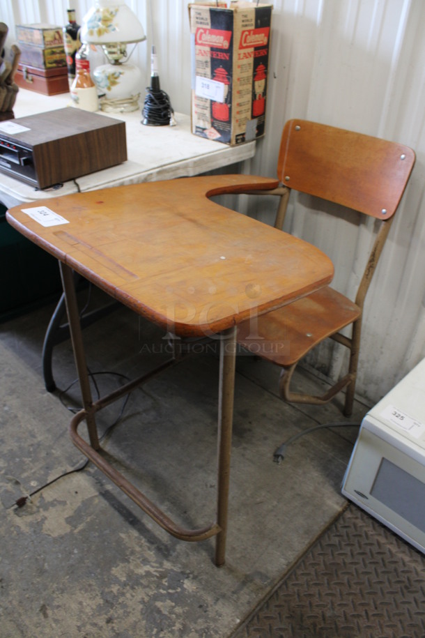 ANTIQUE! Wooden Student Desk w/ Chair. 23x34x33 - Image 1 of 4