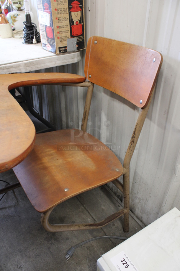 ANTIQUE! Wooden Student Desk w/ Chair. 23x34x33 - Image 2 of 4