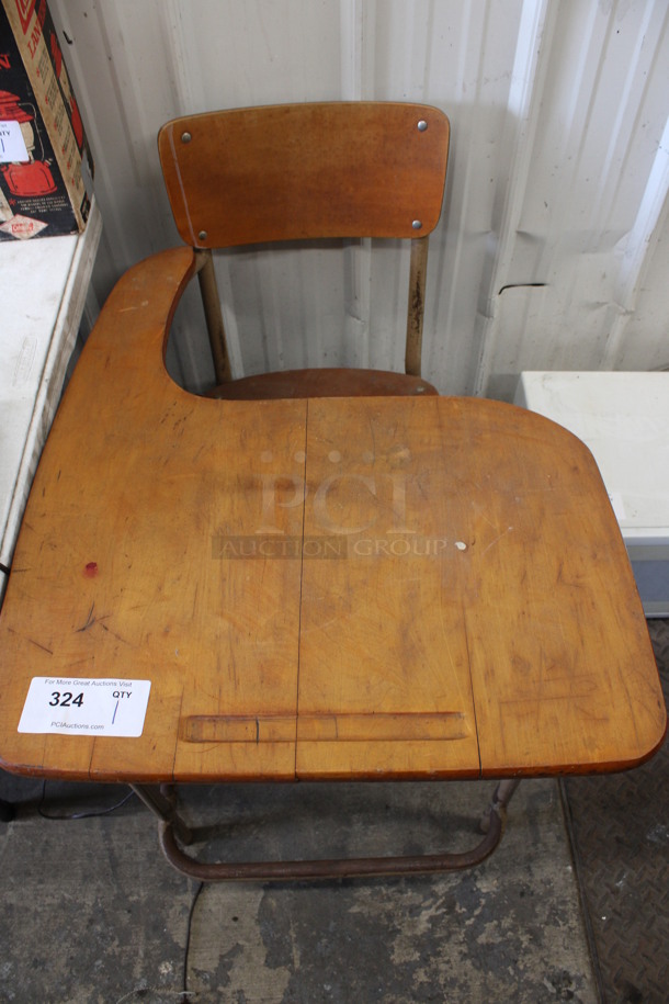 ANTIQUE! Wooden Student Desk w/ Chair. 23x34x33 - Image 4 of 4