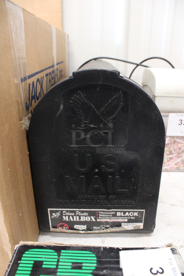 Deluxe Plastic Black Mailbox. 7x19x10