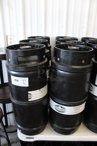 6 Black 1/6 Sixth Barrel Kegs. 10x10x23. 6 Times Your Bid!