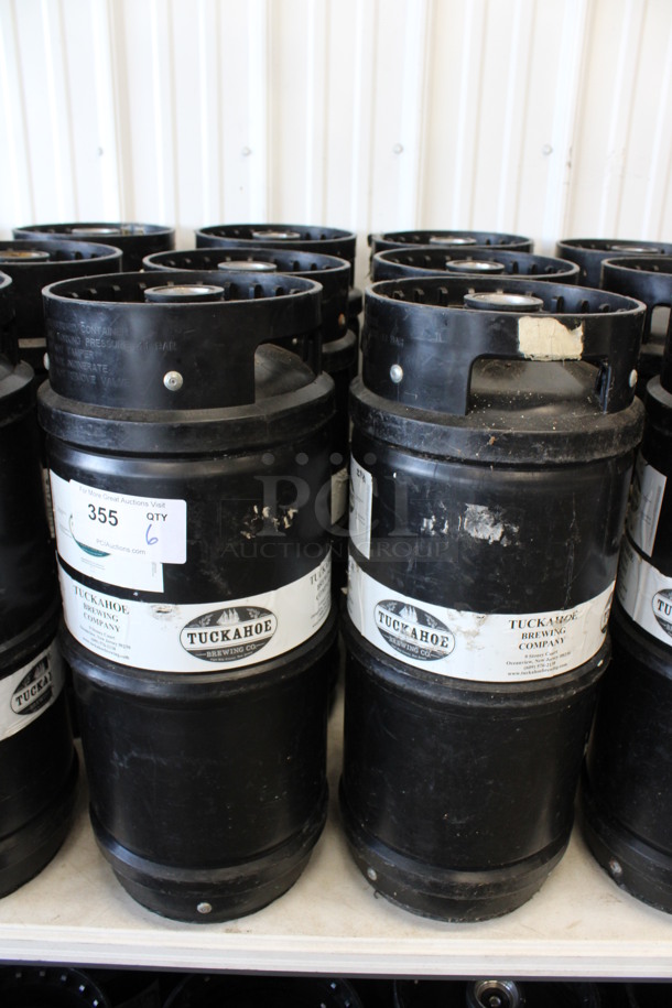 6 Black 1/6 Sixth Barrel Kegs. 10x10x23. 6 Times Your Bid!