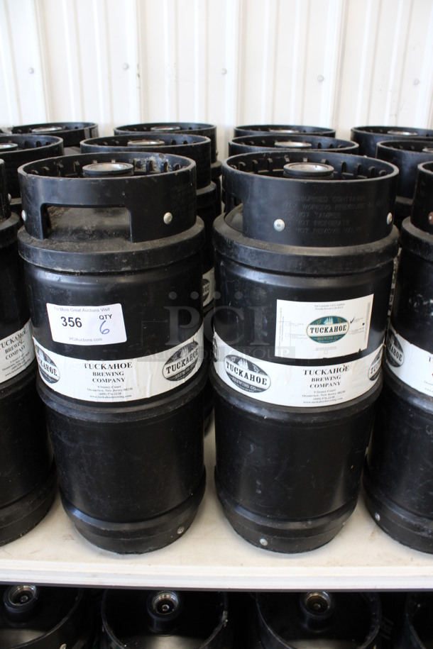 6 Black 1/6 Sixth Barrel Kegs. 10x10x23. 6 Times Your Bid!