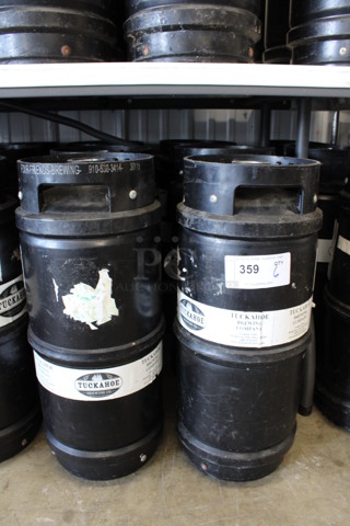 6 Black 1/6 Sixth Barrel Kegs. 10x10x23. 6 Times Your Bid!