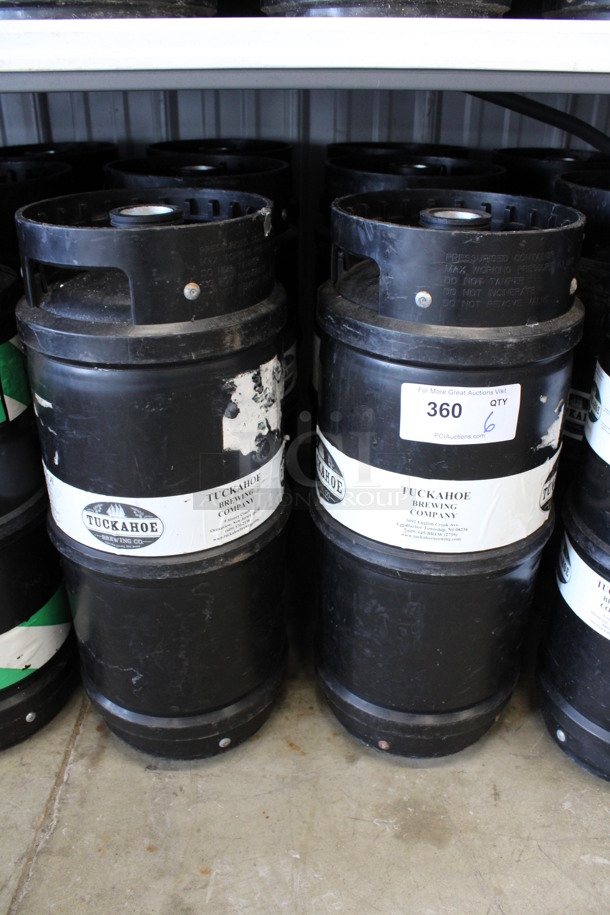 6 Black 1/6 Sixth Barrel Kegs. 10x10x23. 6 Times Your Bid!