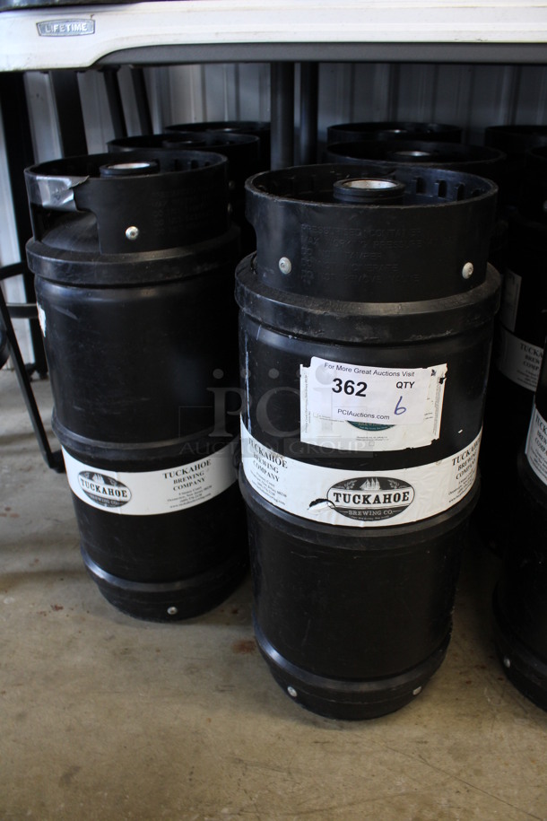 6 Black 1/6 Sixth Barrel Kegs. 10x10x23. 6 Times Your Bid!