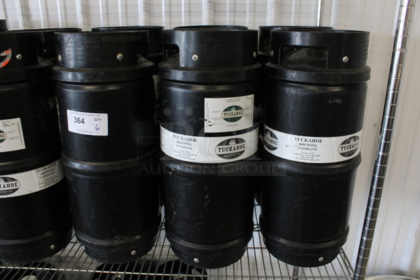 6 Black 1/6 Sixth Barrel Kegs. 10x10x23. 6 Times Your Bid!