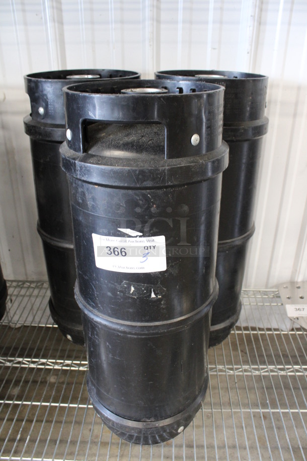 3 Black 1/6 Sixth Barrel Kegs. 10x10x24.5. 3 Times Your Bid!