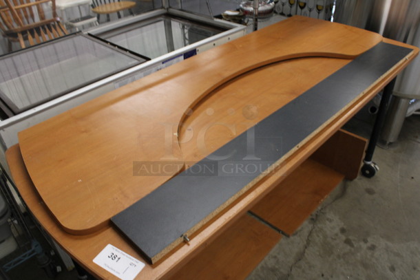 Wood Pattern Table w/ Extra Pieces on Casters. 66x26x30 - Image 3 of 5
