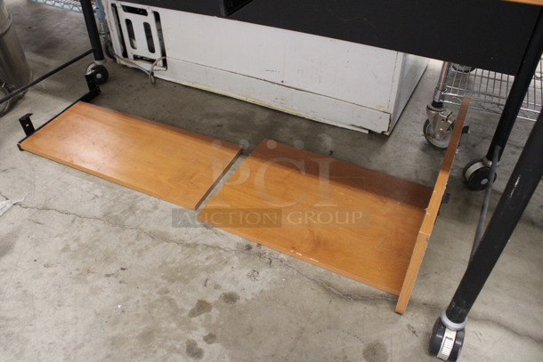 Wood Pattern Table w/ Extra Pieces on Casters. 66x26x30 - Image 5 of 5