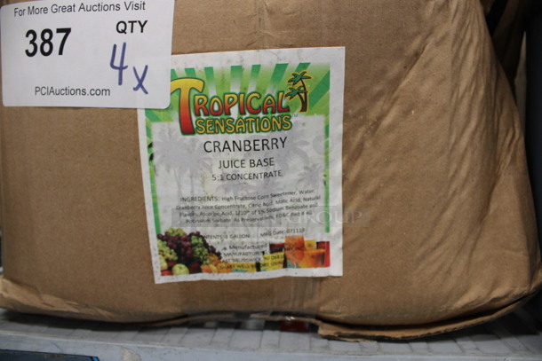 4 BRAND NEW IN BOX! Jugs of Tropical Sensations Cranberry Juice Base Concentrate. 6x6x12. 4 Times Your Bid! - Image 3 of 4
