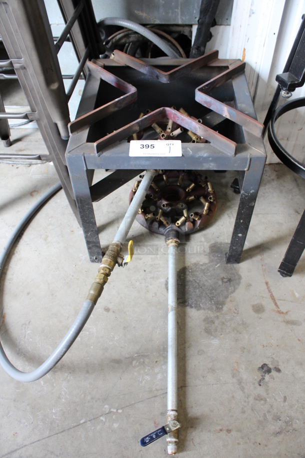 Metal Commercial Propane Gas Powered Single Burner Stock Pot Range w/ Extra Burner. 16x16x15 - Image 1 of 5