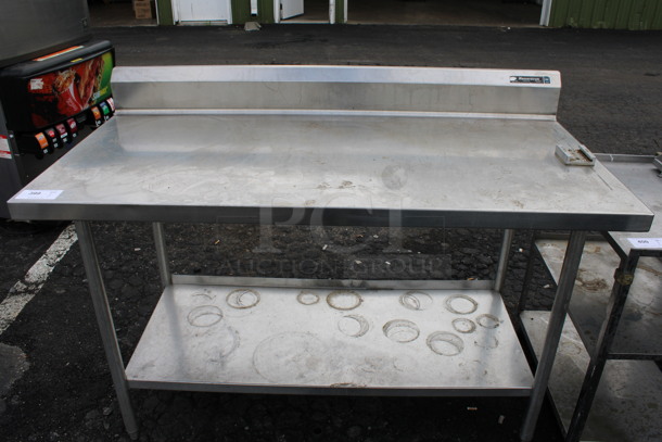 Wasserstrom Stainless Steel Commercial Table w/ Back Splash, Vegetable Cutter Mount and Under Shelf. 60x30x42