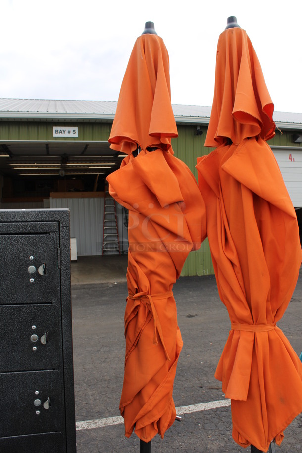 Orange Patio Umbrella on Metal Base. 18x18x103 - Image 2 of 3