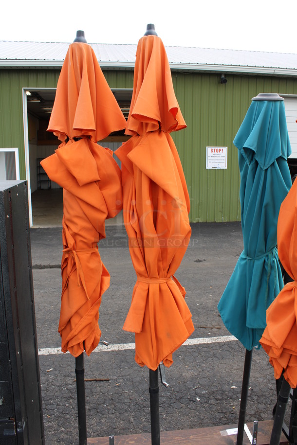 Orange Patio Umbrella on Metal Base. 18x18x103 - Image 2 of 3