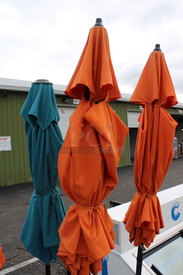 Orange Patio Umbrella on Metal Base. 18x18x103 - Image 2 of 3