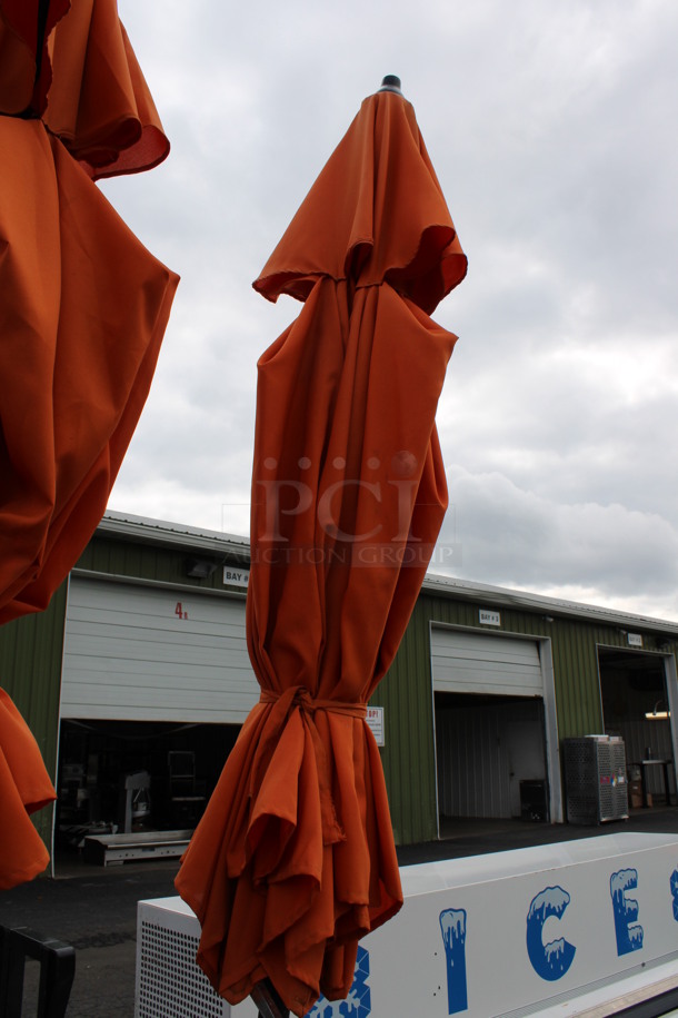 Orange Patio Umbrella on Metal Base. 18x18x103 - Image 3 of 3