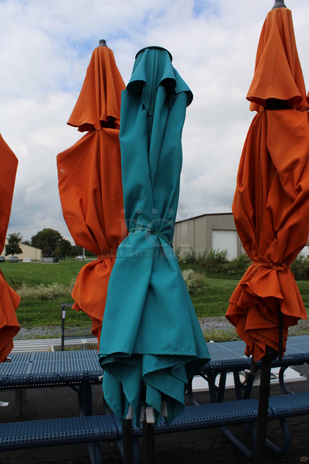 Blue Patio Umbrella on Metal Base. 18x18x93 - Image 2 of 4