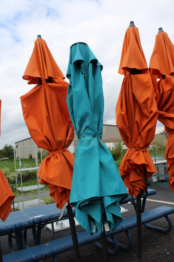 Blue Patio Umbrella on Metal Base. 18x18x93 - Image 4 of 4