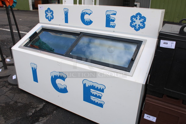 Metal Commercial 2 Door Freezer Bagged Ice Merchandiser. 72x36x49. Tested and Working! - Image 2 of 6