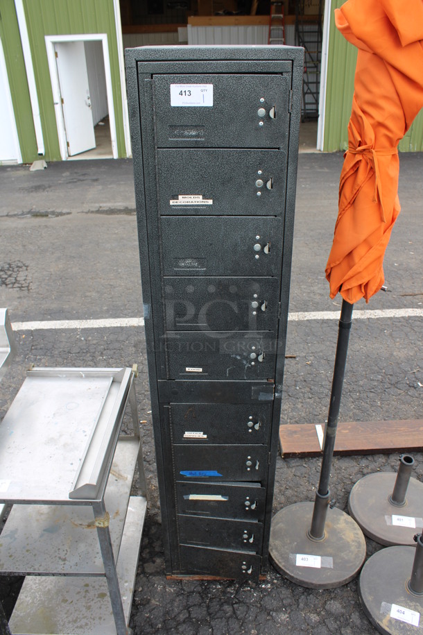 Black Metal 10 Cubby Locker. 16.5x16x77.5