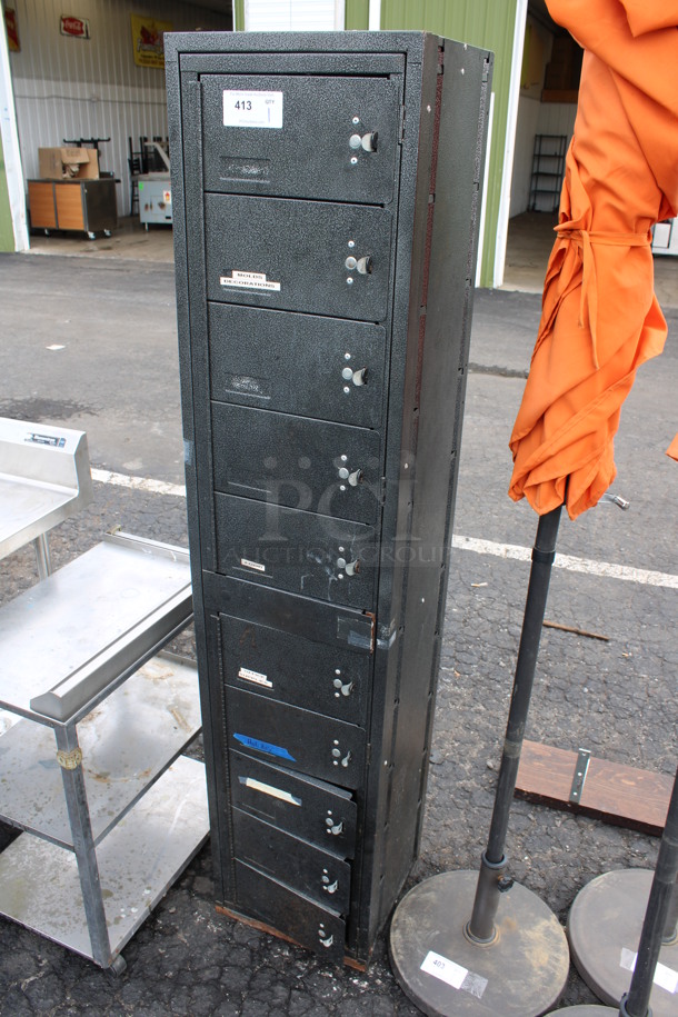 Black Metal 10 Cubby Locker. 16.5x16x77.5 - Image 2 of 5