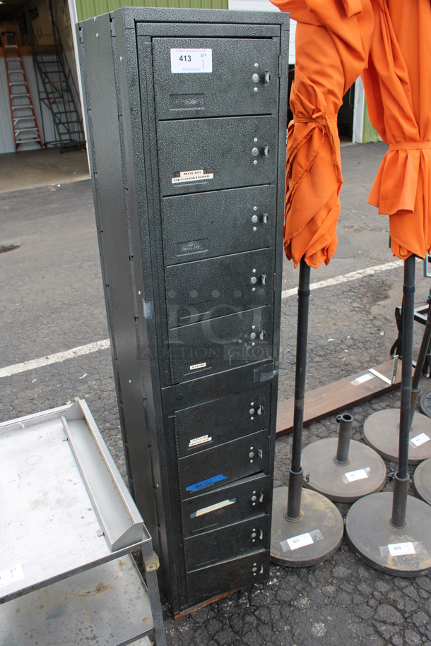 Black Metal 10 Cubby Locker. 16.5x16x77.5 - Image 3 of 5