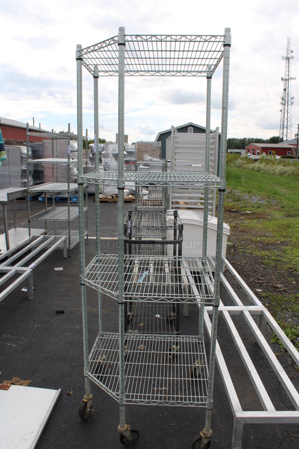 Chrome Finish 4 Tier Metro Style Shelving Unit on Commercial Casters. BUYER MUST DISMANTLE. PCI CANNOT DISMANTLE FOR SHIPPING. PLEASE CONSIDER FREIGHT CHARGES. 27x27x77 - Image 3 of 3