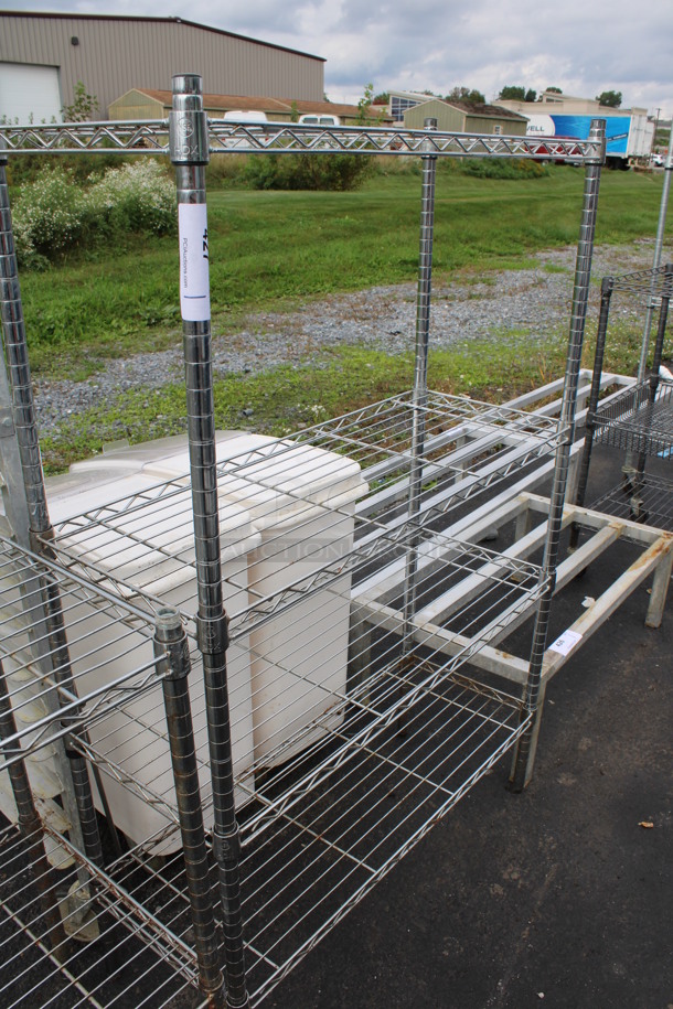 Chrome Finish 4 Tier Metro Style Shelving Unit. BUYER MUST DISMANTLE. PCI CANNOT DISMANTLE FOR SHIPPING. PLEASE CONSIDER FREIGHT CHARGES. 36x14x55 - Image 2 of 2