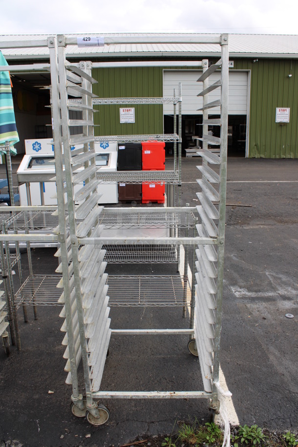 Metal Commercial Pan Transport Rack on Commercial Casters. 26x24x72
