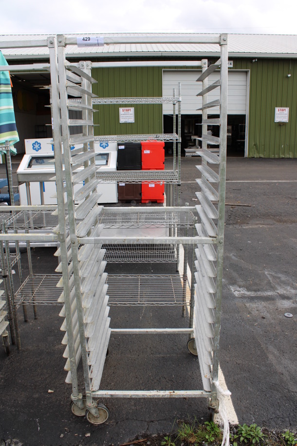 Metal Commercial Pan Transport Rack on Commercial Casters. 26x24x72 - Image 1 of 3