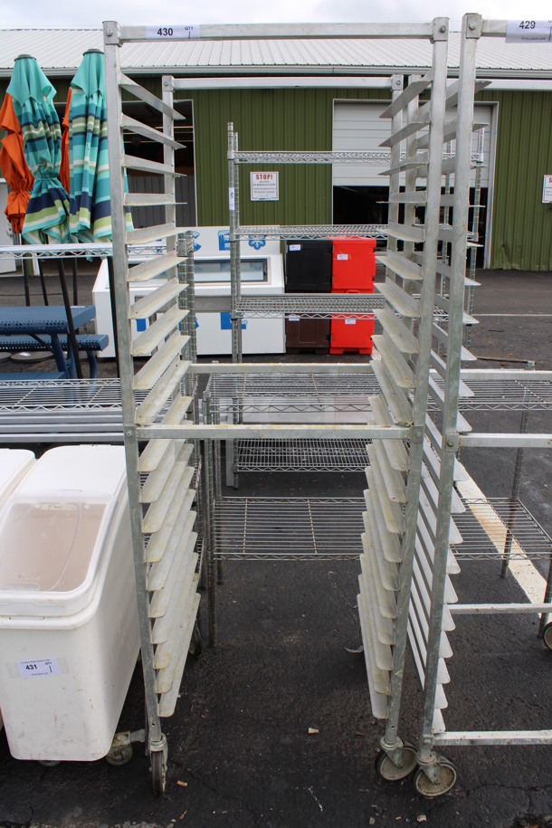 Metal Commercial Pan Transport Rack on Commercial Casters. 26x24x72