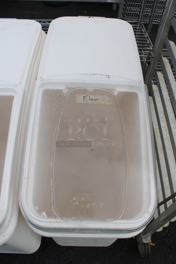 Winco White and Clear Poly Ingredient Bin on Commercial Casters. 13x28x29 - Image 3 of 4