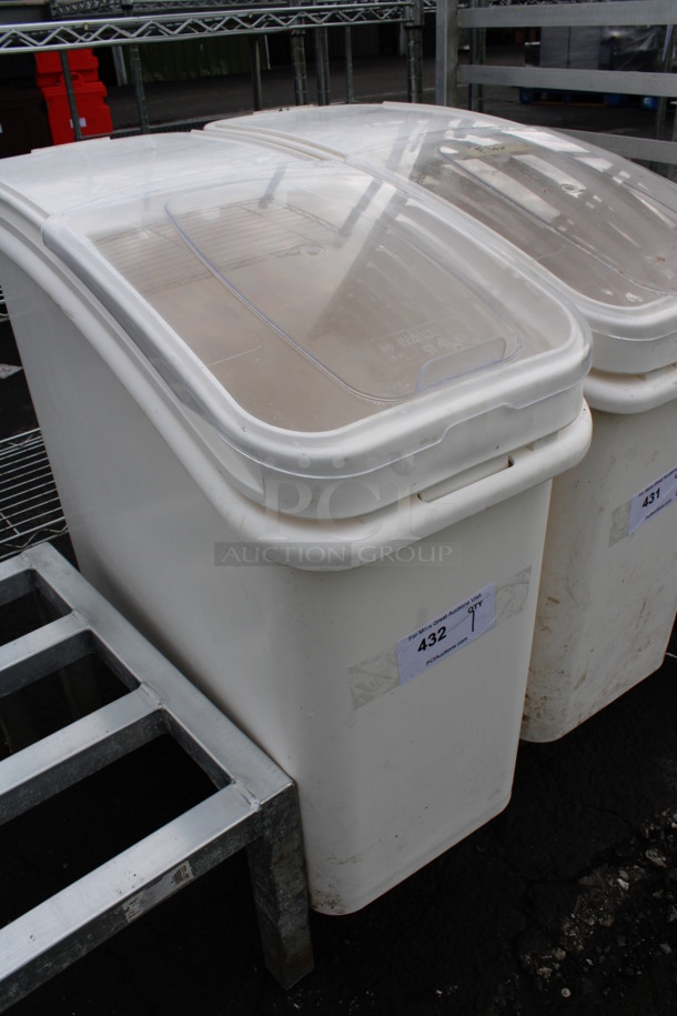 Winco White and Clear Poly Ingredient Bin on Commercial Casters. 13x28x29 - Image 2 of 4