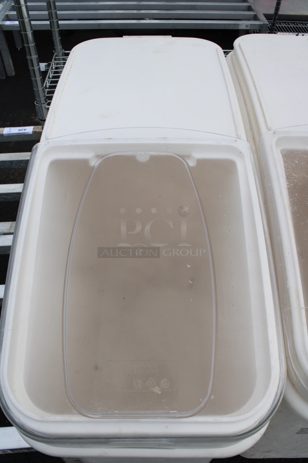 Winco White and Clear Poly Ingredient Bin on Commercial Casters. 13x28x29 - Image 3 of 4