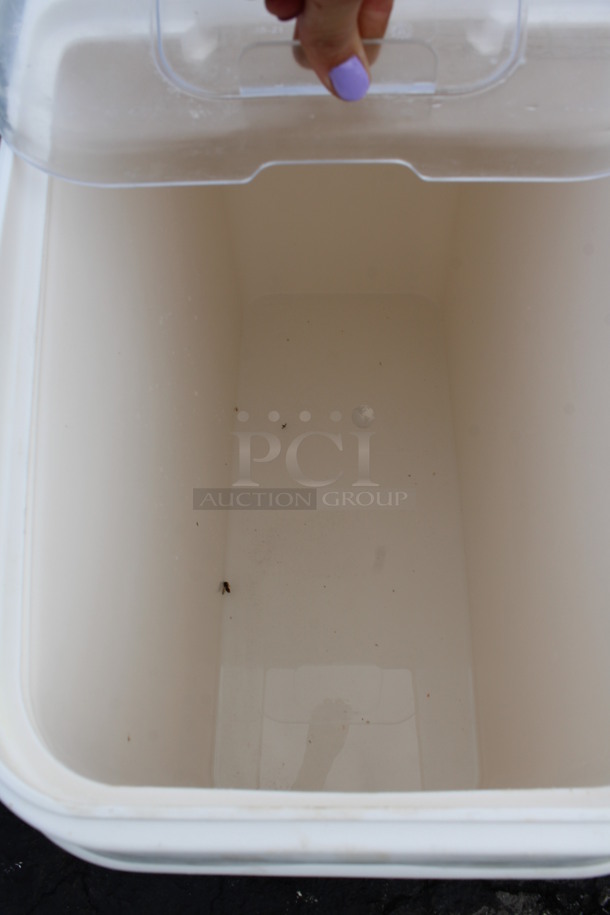 Winco White and Clear Poly Ingredient Bin on Commercial Casters. 13x28x29 - Image 4 of 4