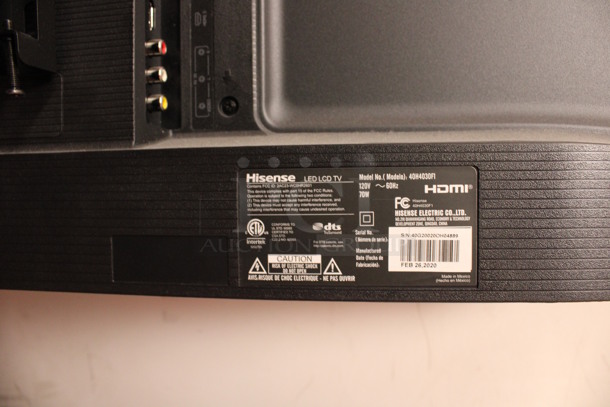2020 Hisense Model 40H4030FI 40" LED LCD Television w/ 2 Feet and Remote. Buyer Must Pick Up - We Will Not Ship This Item. 120 Volts, 1 Phase. Tested and Working! - Image 8 of 10